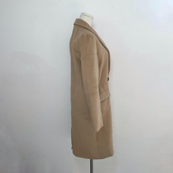 Camel Double Breasted Longline Coat | Womens Size Small/ Medium - Picture 3 of 4